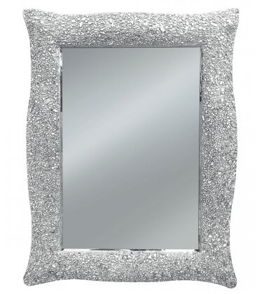 Specchio con cornice ondulata argento effetto mosaico