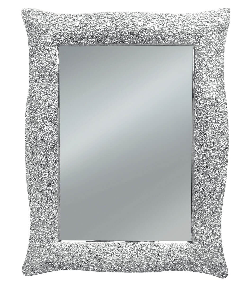 Specchio con cornice ondulata argento effetto mosaico