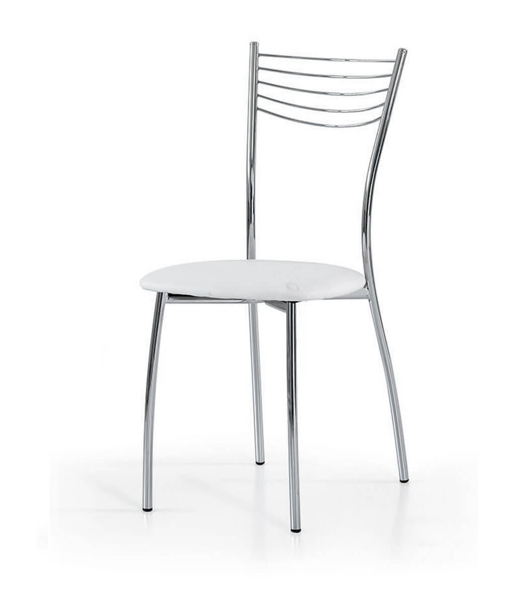 Sedia da cucina in acciaio cromato ed ecopelle