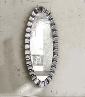 Specchio ovale 190x90 con cornice in vetro argento nebulizzato