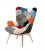 Poltrona moderna patchwork con gambe in legno