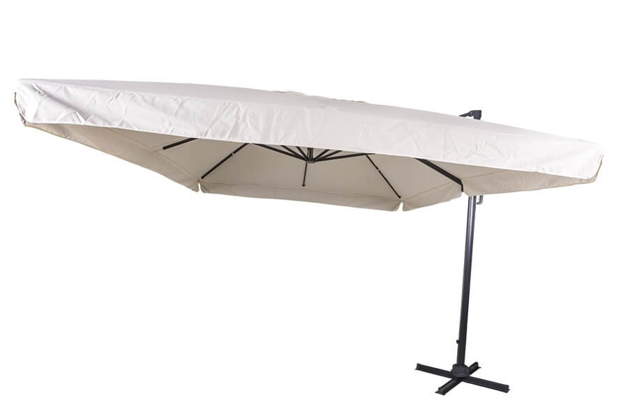 Ombrellone parasole ruotante 3x3m palo laterale a sbalzo base a croce