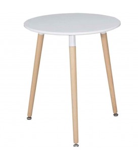 Tavolino tondo bianco con gambe in legno