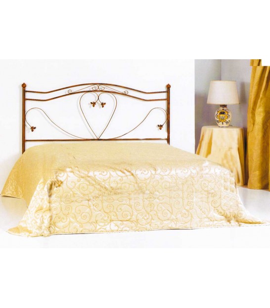Testata letto singolo in ferro battuto Cuore avorio decorato oro