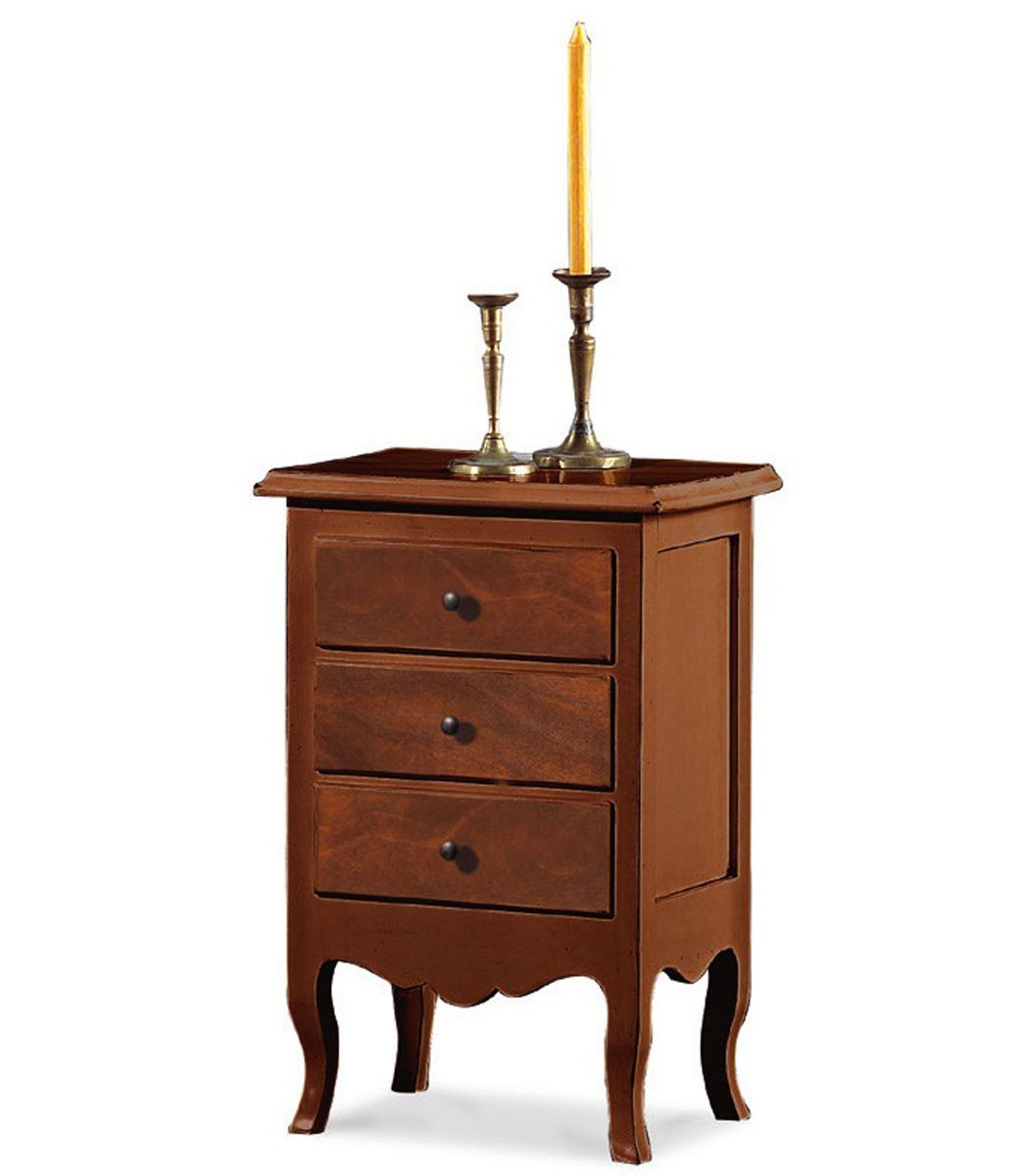Comodino classico in legno 3 cassetti