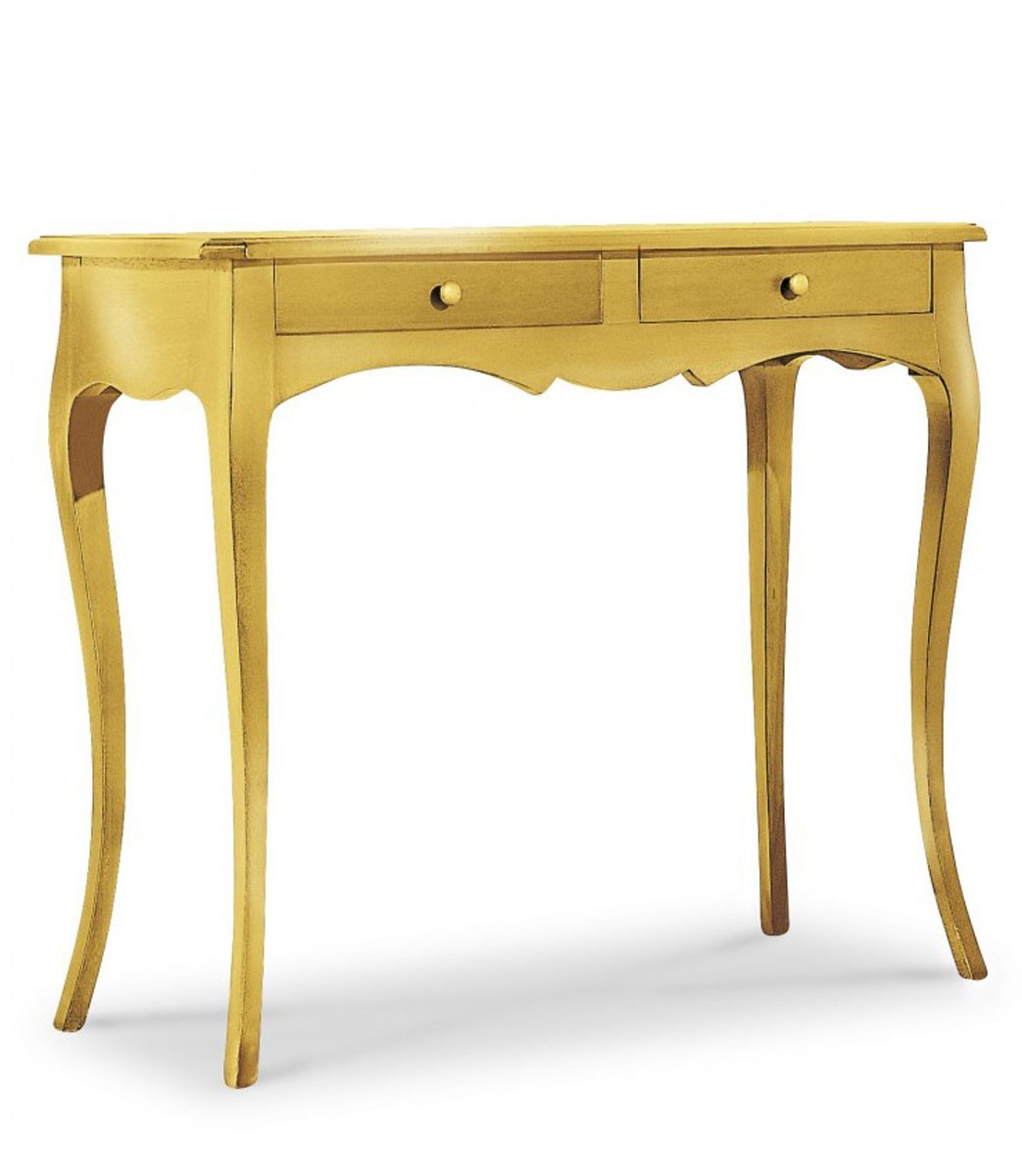 Consolle classica in legno 2 cassetti Foglia Oro