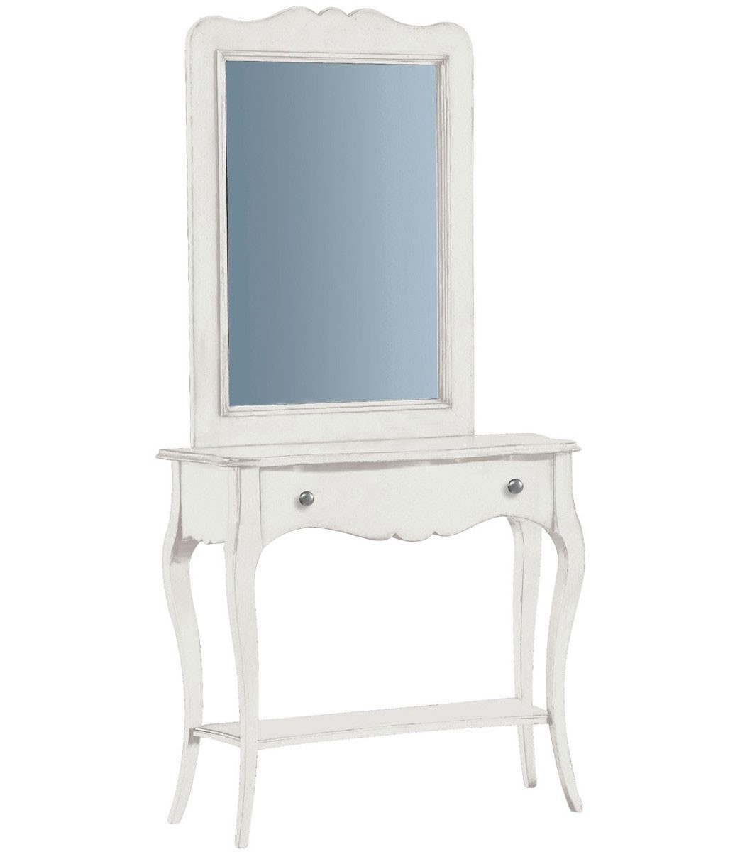 Consolle classica da ingresso in legno con cassetto Bianco opaco