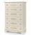 Cassettiera in legno Bianco con decori 6 cassetti Zoccolo Aperto