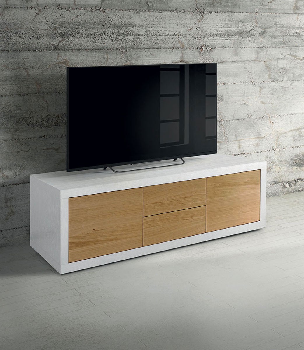 Porta TV Moderno in Legno bianco frassinato
