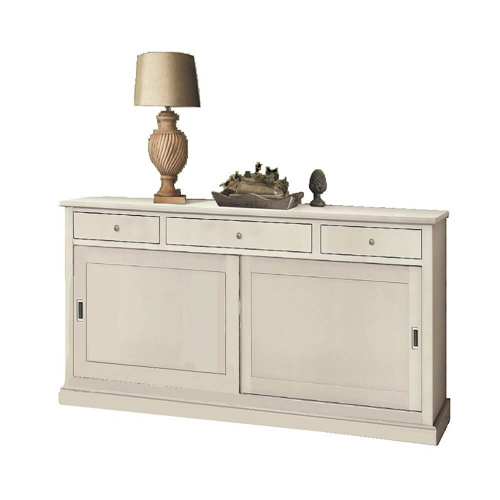 Credenza in legno con cassetti e ante scorrevoli