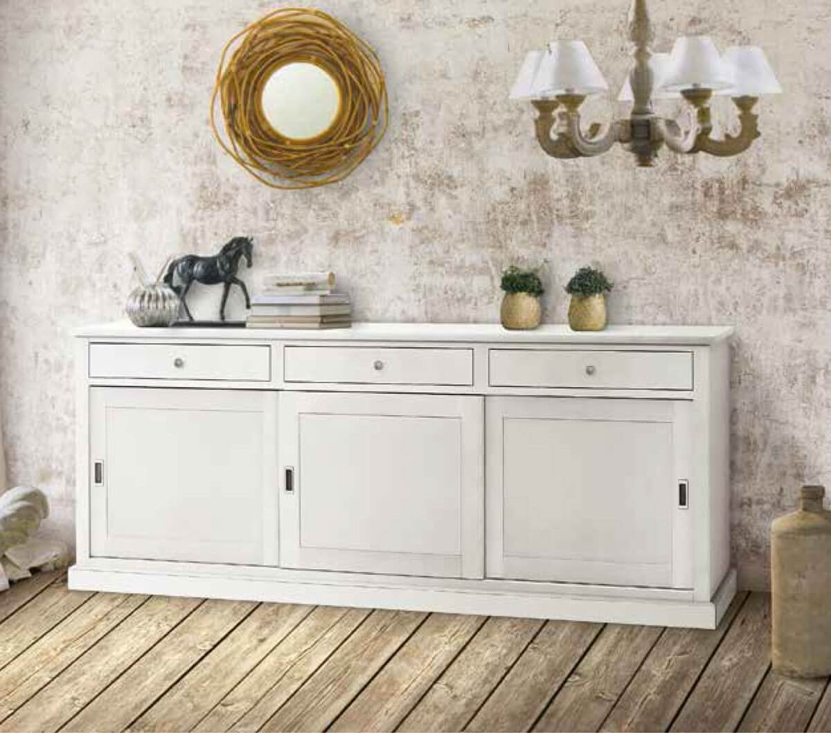 Credenza in legno 3 ante scorrevoli 3 cassetti