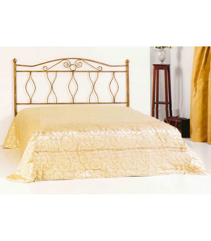 Testata letto singolo in ferro battuto Cuore avorio decorato oro