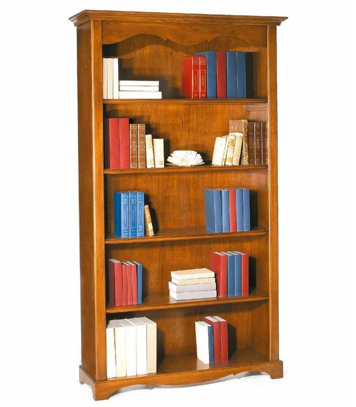 Libreria in legno classica 4 ripiani Noce - Spazio Casa