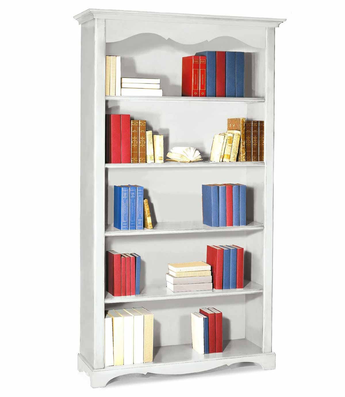 Libreria in legno classica 4 ripiani Bianco opaco