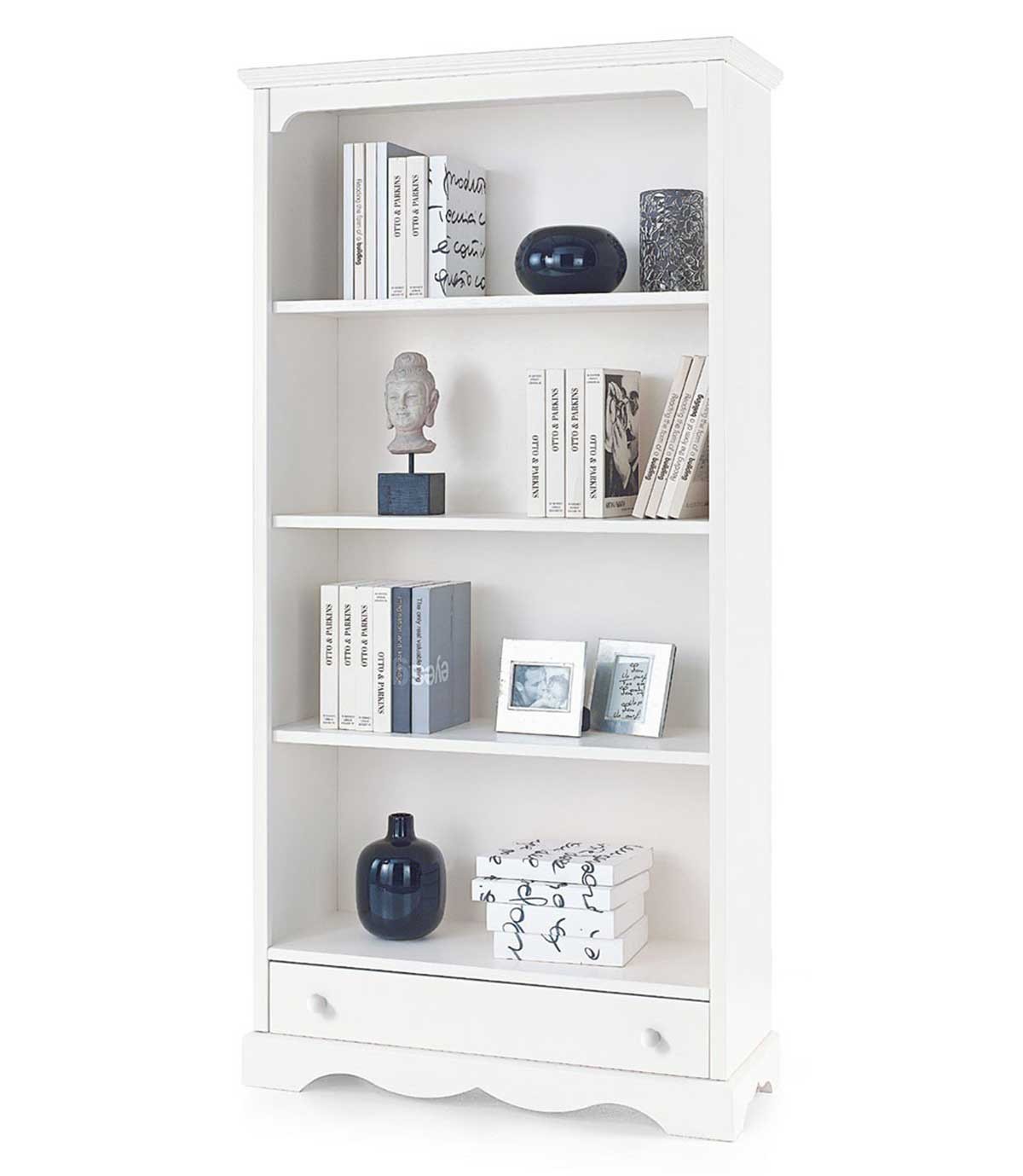 Libreria classica in legno 3 ripiani zoccolo aperto