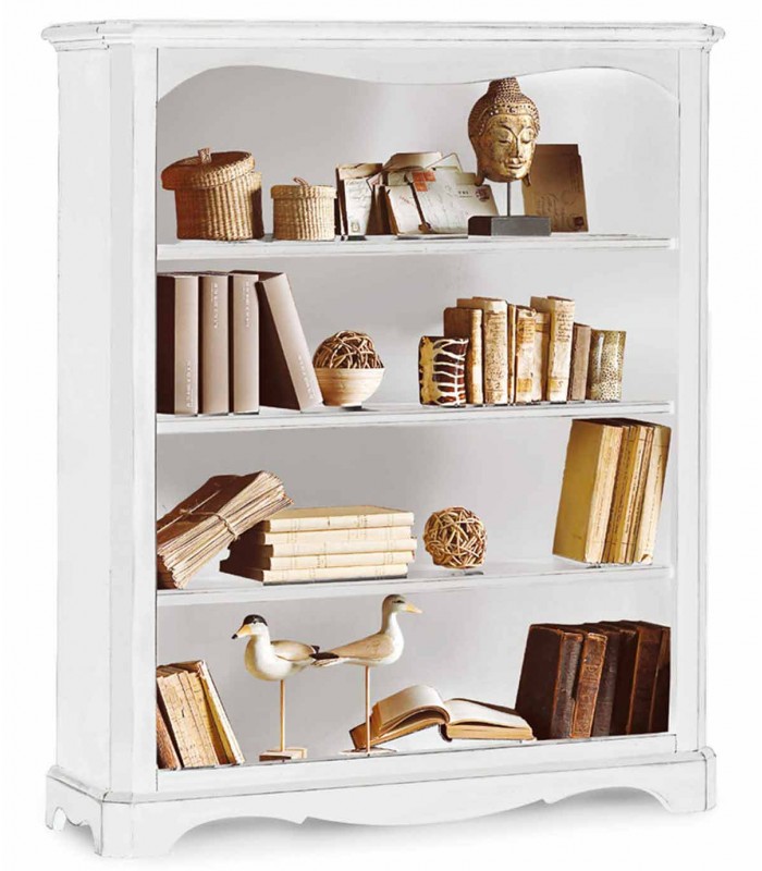 Libreria in legno Bianco zoccolo aperto - Spazio Casa