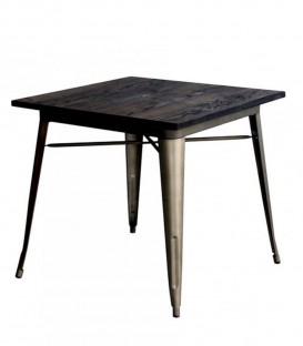 Tavolo quadrato TOLIX in acciaio con piano in legno