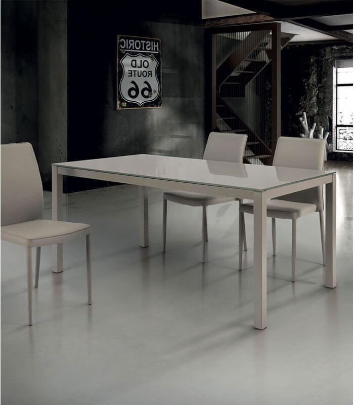 Tavolo allungabile vetro design moderno Tortora