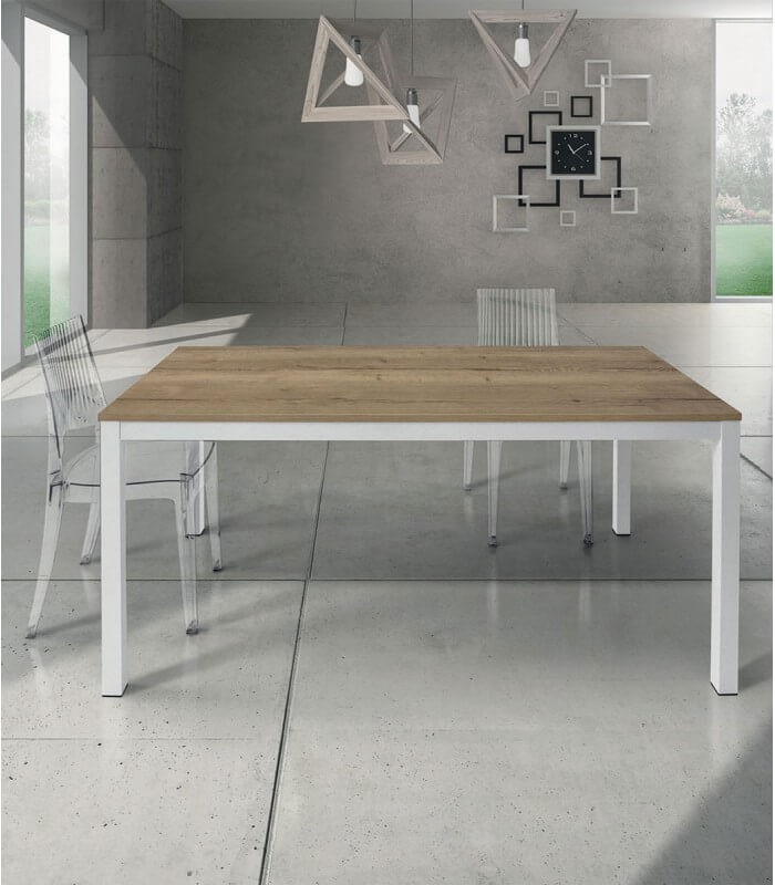 Tavolo rovere nodato con struttura in metallo
