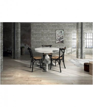 Tavolo in legno allungabile rotondo Bianco Opaco