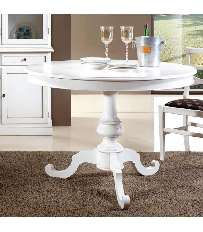 Tavolo in legno allungabile rotondo Bianco Opaco - Spazio Casa