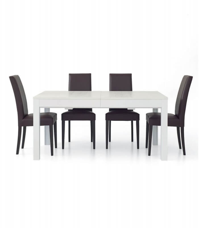 Tavolo in legno allungabile moderno Bianco frassinato