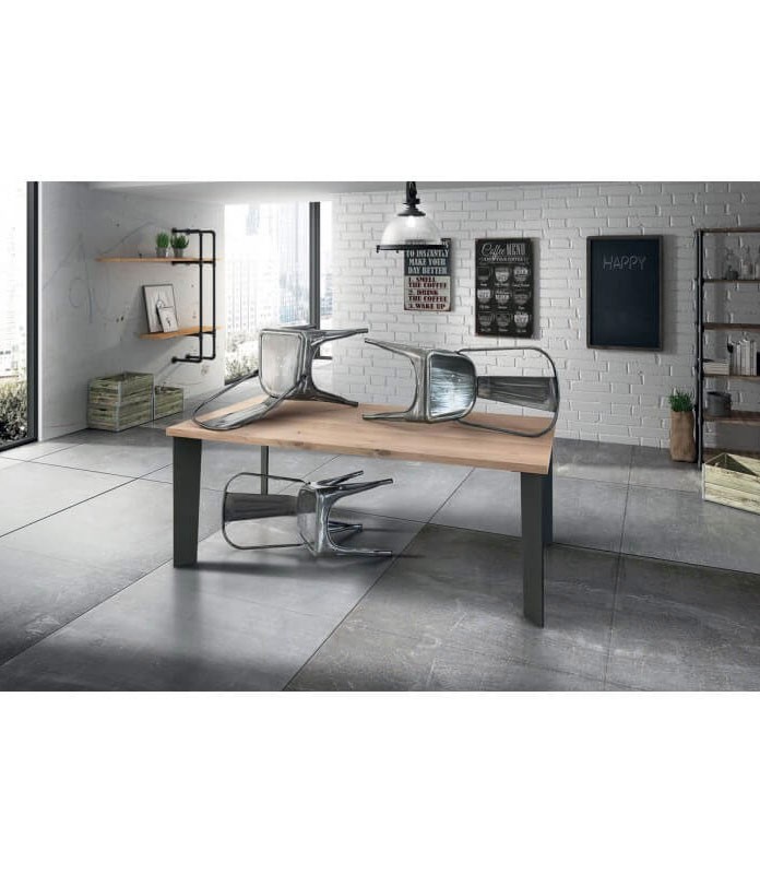 Tavolo design Moderno in legno metallo Naturale