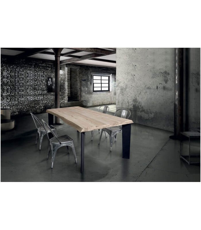Tavolo design moderno legno metallo nero - Spazio Casa