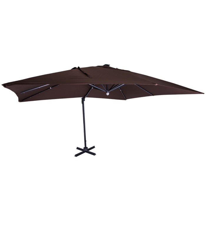 Ombrellone Da Giardino Outsunny Con Luci LED – 300x256 Cm, Manovella, UPF50+, Palo Alluminio, Ricaricabile Solare/USB