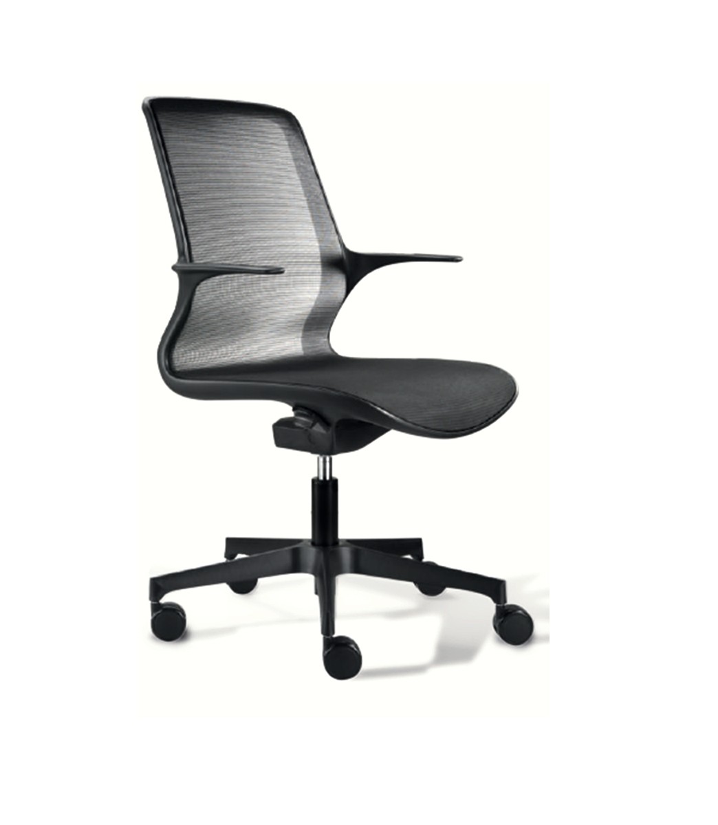 Sedia Nera con schienale alto da ufficio