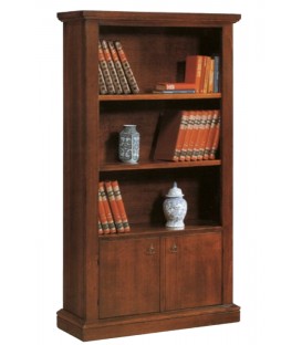Libreria in legno classica aperta 3 ripiani 2 ante Noce 105 x 40 H. 185 cm