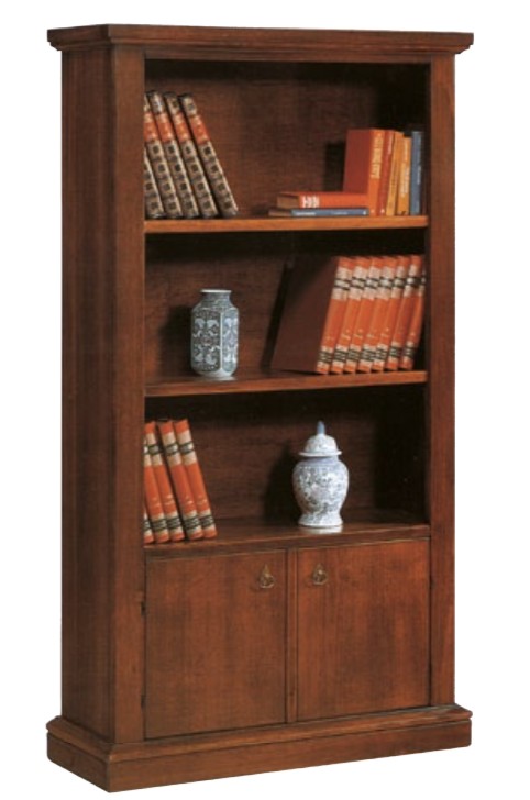 Libreria classica in legno 3 ripiani zoccolo aperto