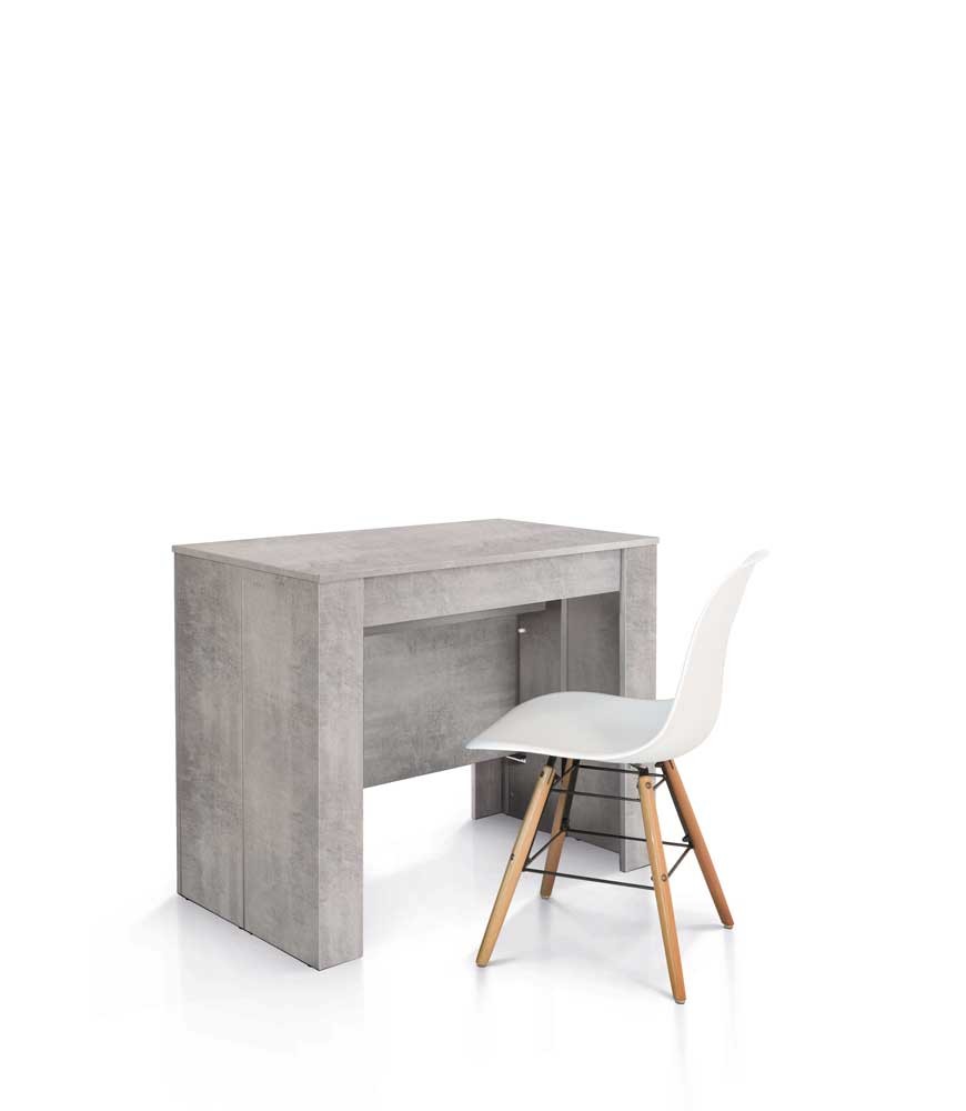 Consolle Tavolo 90 x 50 Nobilitato Grigio Beton Allungabile 12 posti