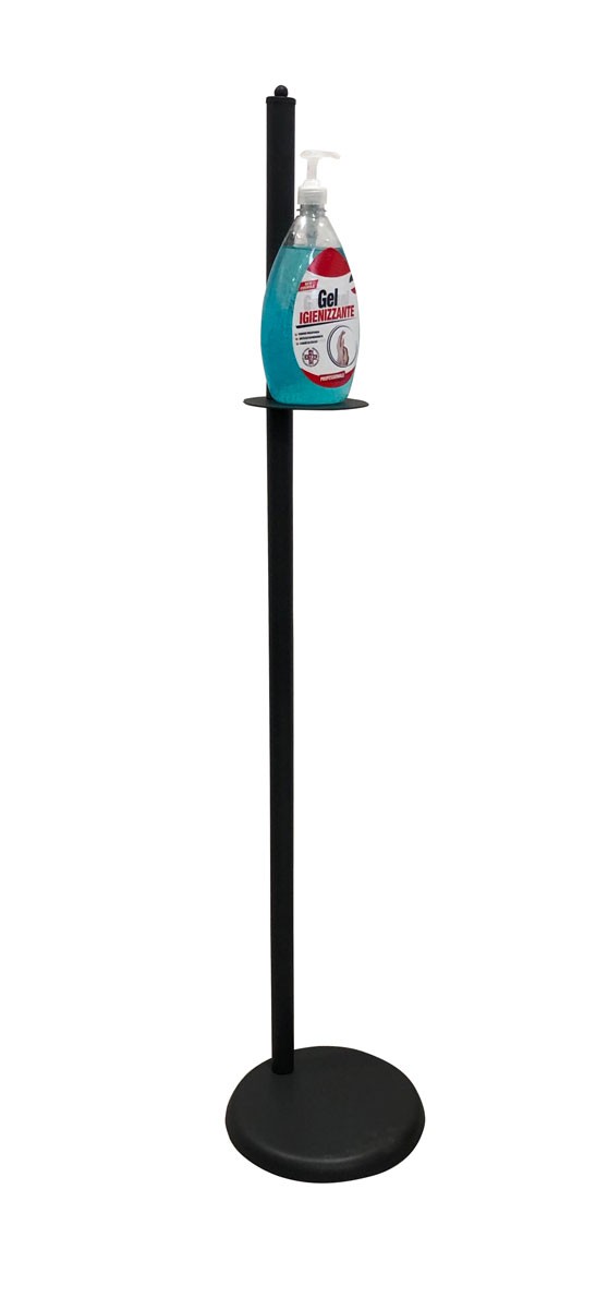 Colonnina Porta Dispenser in ferro base tonda per Igienizzante Gel Mani