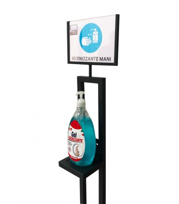 Piantana Porta Dispenser con Display Informativo per Igienizzante Mani