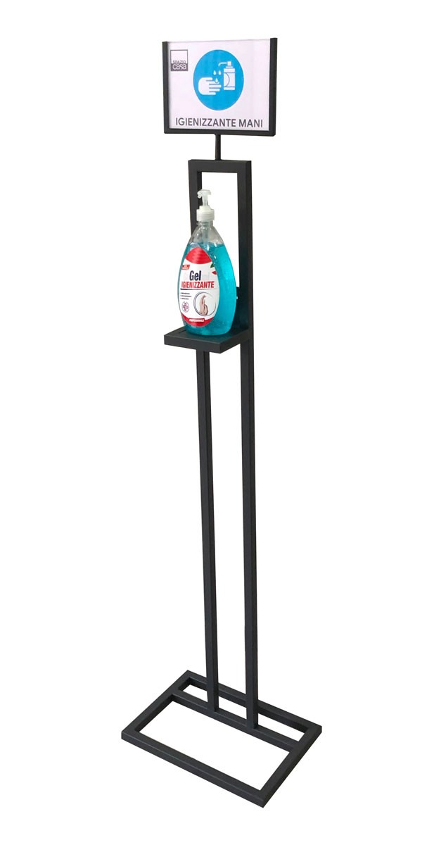Colonnina Porta Dispenser in ferro base tonda per Igienizzante Gel Mani