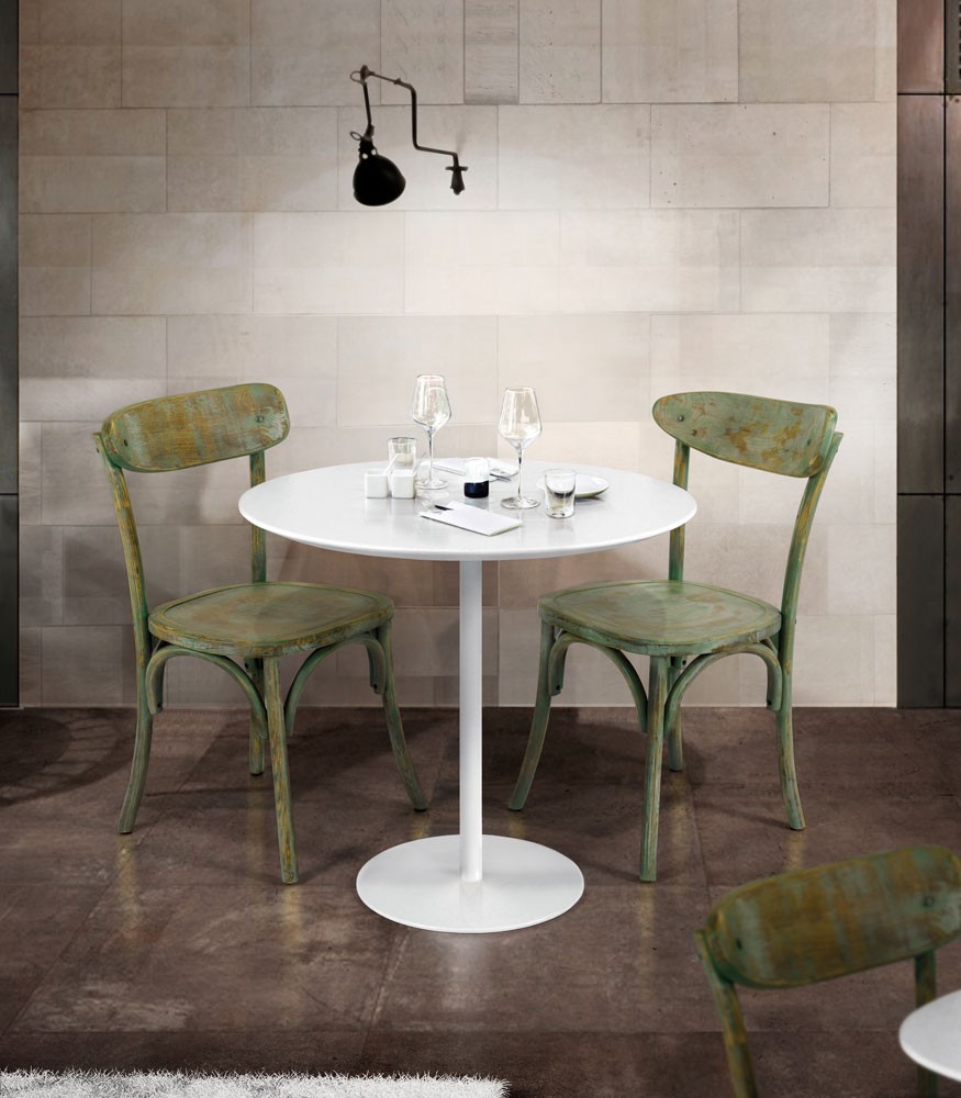Tavolo Rotondo in Metallo Bianco Opaco