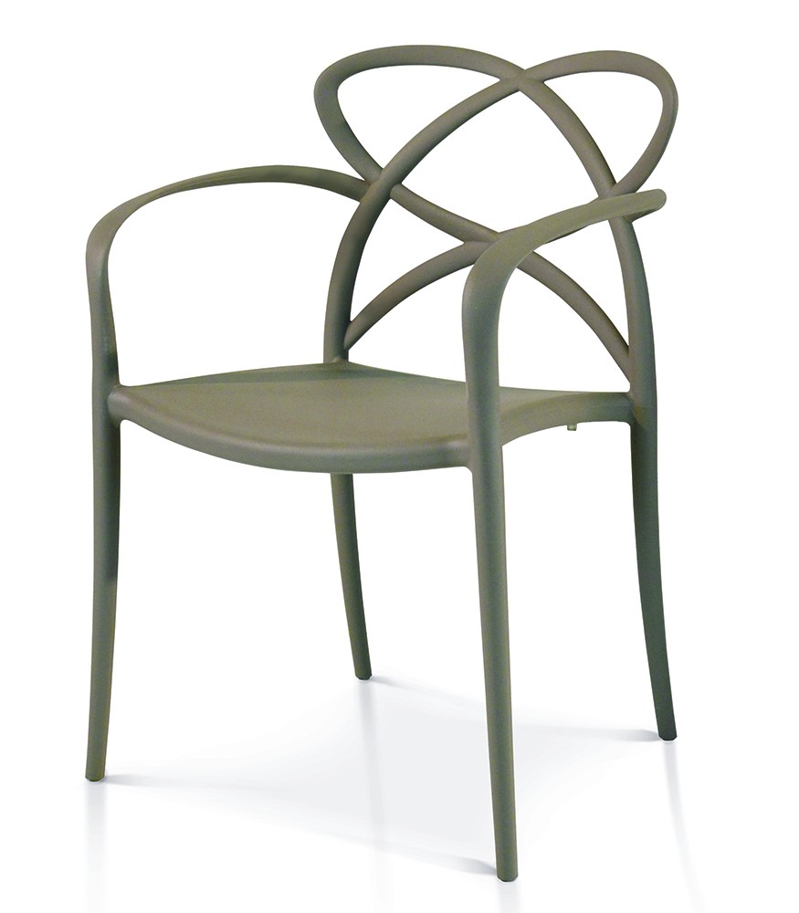 Sedia di Design in Polipropilene con Braccioli Grigio Caldo