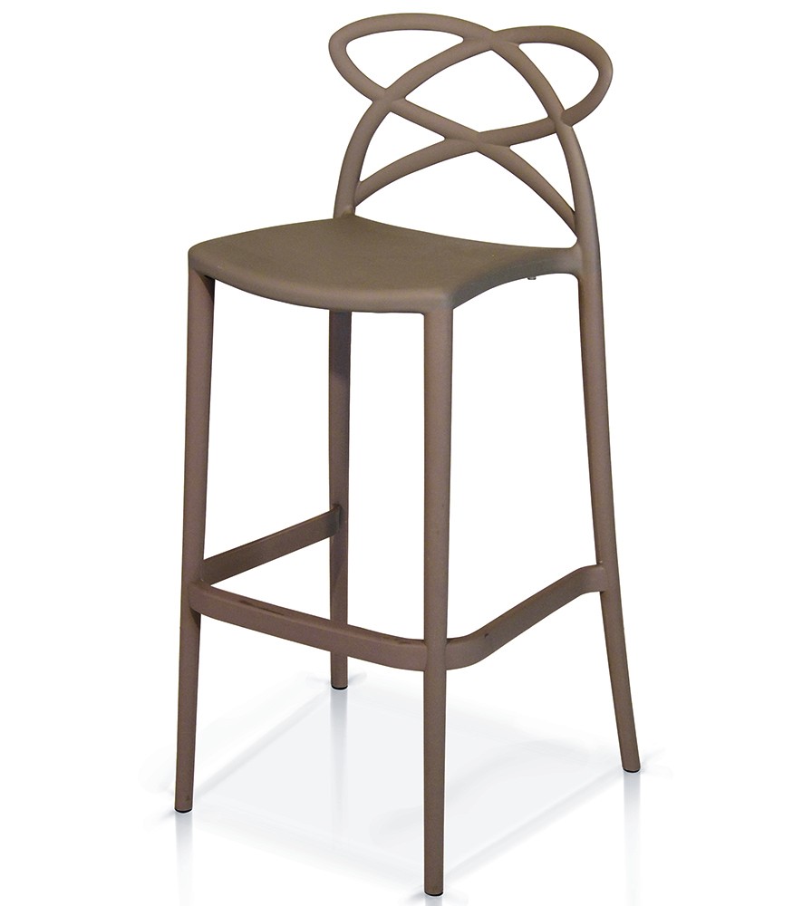 Sgabello di Design in Polipropilene con Braccioli Grigio Caldo