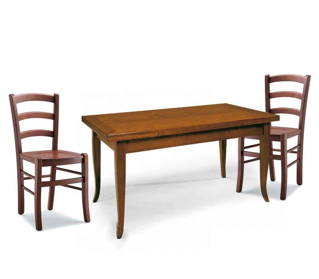 Set Tavolo 120 x 80 allungabile + 6 Sedie Venezia Colore Noce seduta massello