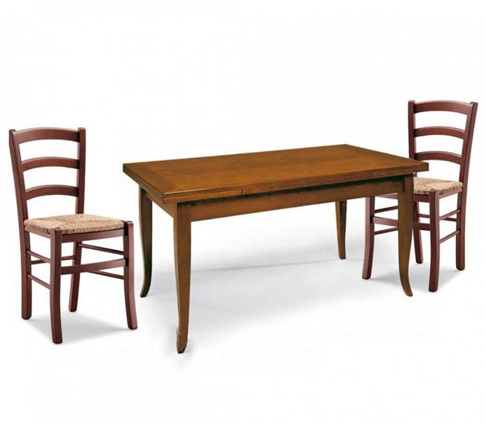 Set Tavolo rettangolare allungabile + Sedie Venezia seduta massello Noce