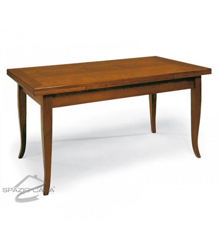 Tavolo rettangolare allungabile realizzato in legno massello, può