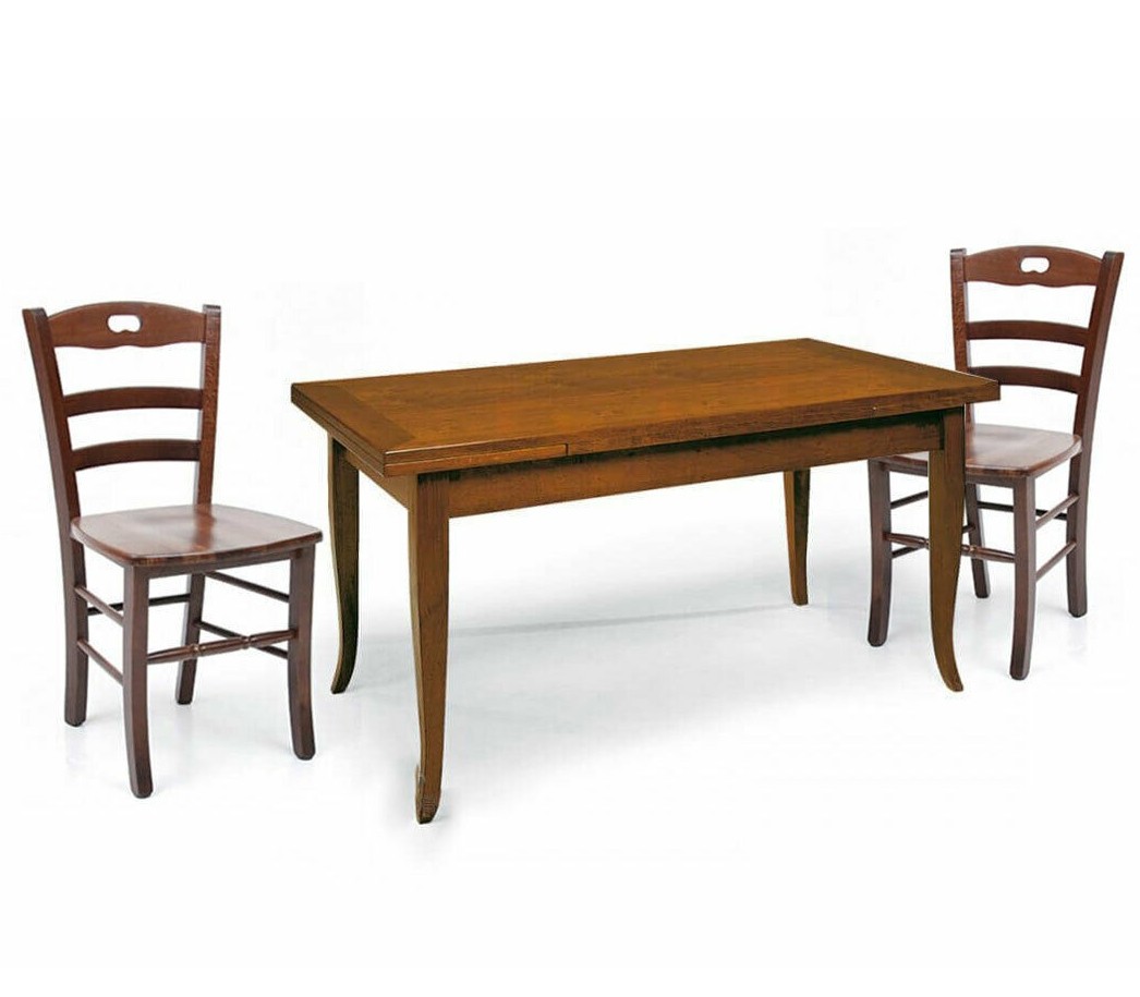 Set Tavolo rettangolare allungabile + Sedie Rochelle seduta massello Noce