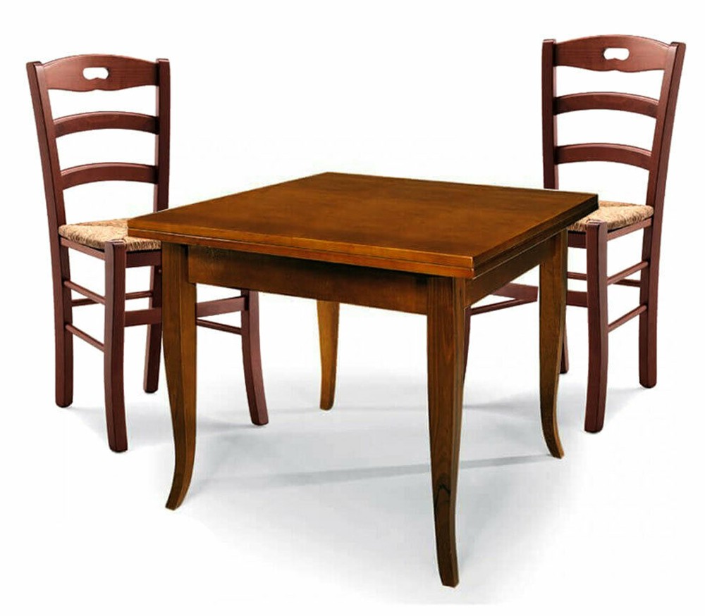 Set Tavolo da cucina 160 x 85 allungabile + 6 Sedie Legno massello