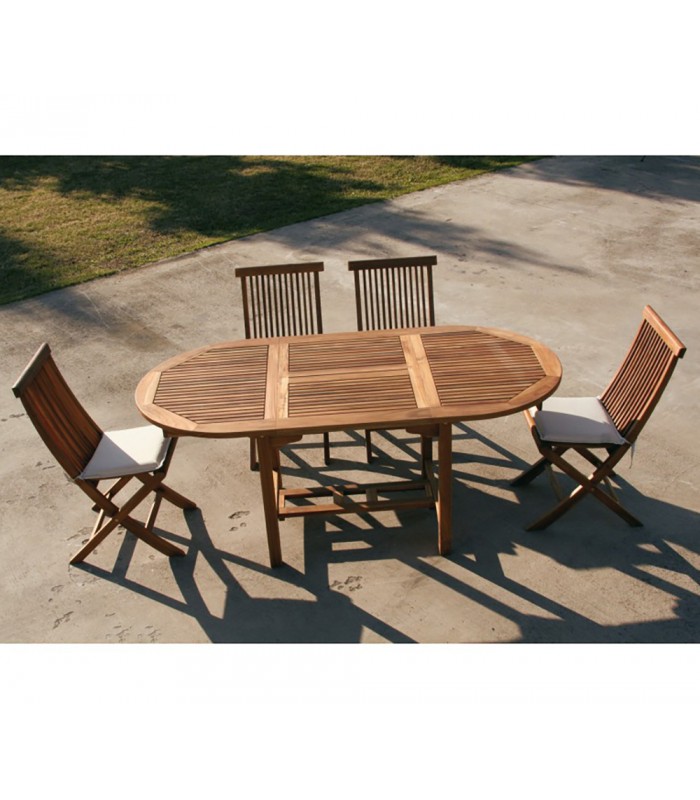 Tavolo con panche da esterno e giardino in legno di teak