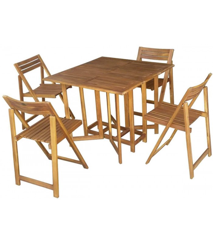 Set da esterno Tavolo + 4 sedie in legno d'acacia - Spazio Casa