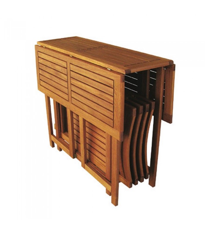 Set da esterno Tavolo + 4 sedie in legno d'acacia - Spazio Casa