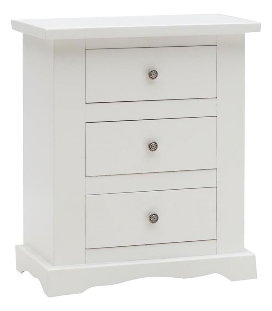 Comodino in legno 3 Cassetti Bianco