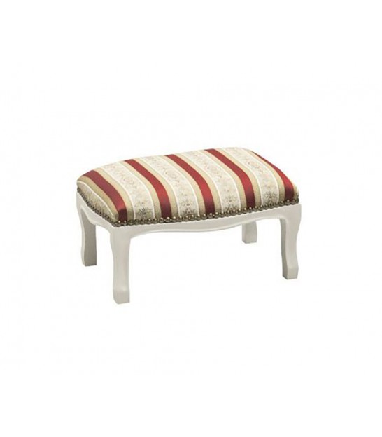 POUF PARIS IN LEGNO SHABBY CHIC BIANCO IMBOTTITO RIVESTITO