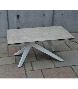 Tavolo Rettangolare Gambe a Piramide e Piano in Vetro Ceramica finitura Beton